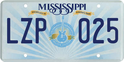 MS license plate LZP025