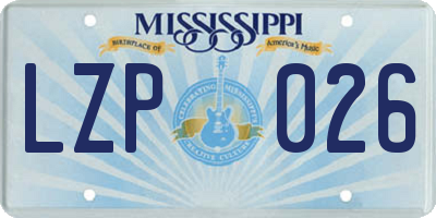 MS license plate LZP026
