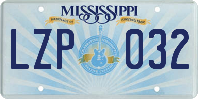 MS license plate LZP032