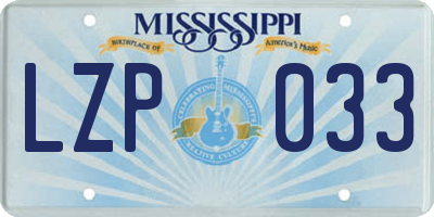 MS license plate LZP033