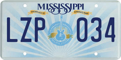MS license plate LZP034