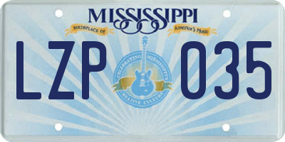 MS license plate LZP035
