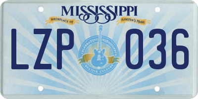 MS license plate LZP036