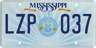 MS license plate LZP037