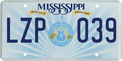 MS license plate LZP039