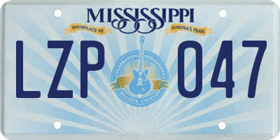 MS license plate LZP047