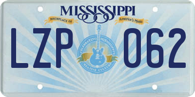 MS license plate LZP062