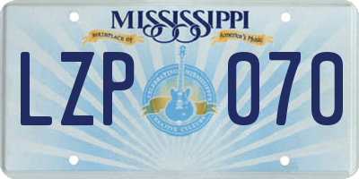 MS license plate LZP070