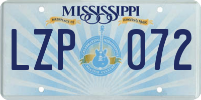MS license plate LZP072