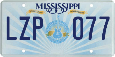 MS license plate LZP077