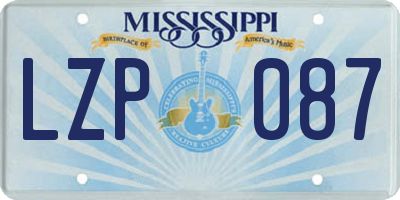 MS license plate LZP087