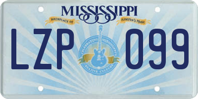 MS license plate LZP099