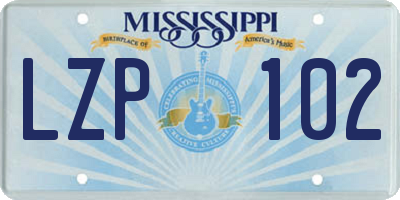 MS license plate LZP102