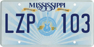MS license plate LZP103