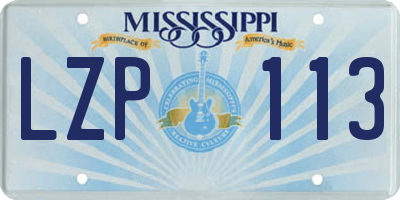MS license plate LZP113