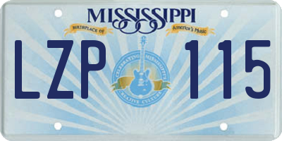 MS license plate LZP115