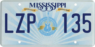 MS license plate LZP135