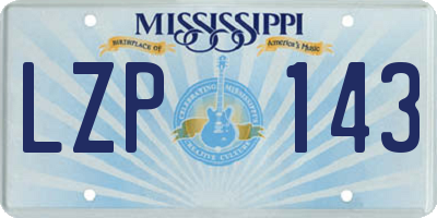 MS license plate LZP143