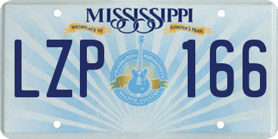 MS license plate LZP166