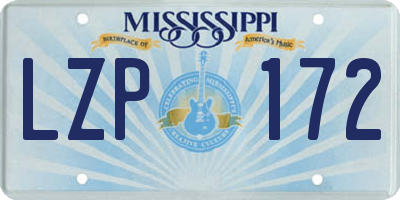 MS license plate LZP172