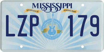 MS license plate LZP179