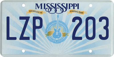 MS license plate LZP203