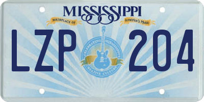 MS license plate LZP204