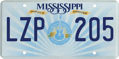 MS license plate LZP205