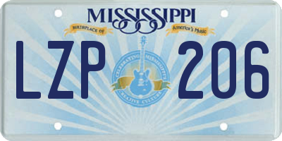 MS license plate LZP206