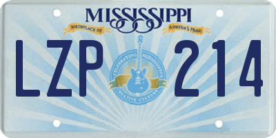 MS license plate LZP214