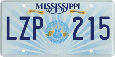 MS license plate LZP215