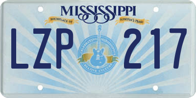 MS license plate LZP217