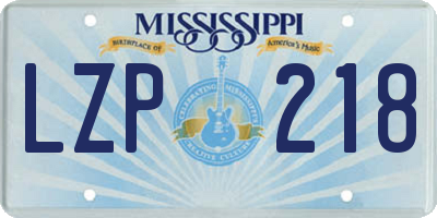 MS license plate LZP218