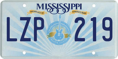 MS license plate LZP219