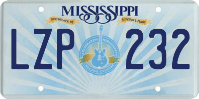 MS license plate LZP232