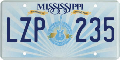 MS license plate LZP235
