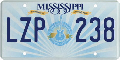 MS license plate LZP238