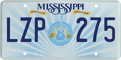 MS license plate LZP275