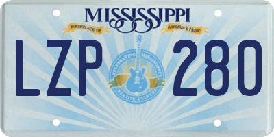 MS license plate LZP280