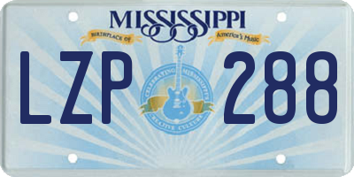MS license plate LZP288