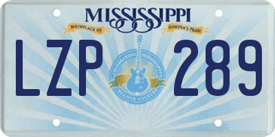 MS license plate LZP289