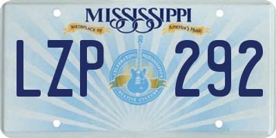MS license plate LZP292