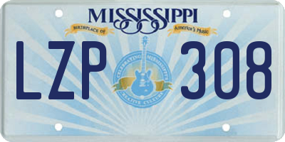 MS license plate LZP308