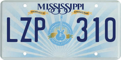 MS license plate LZP310