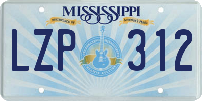 MS license plate LZP312