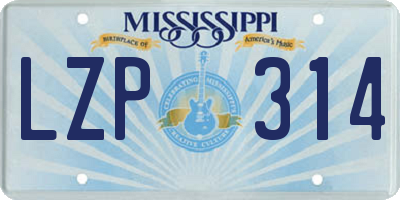 MS license plate LZP314
