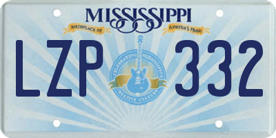 MS license plate LZP332