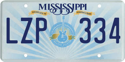 MS license plate LZP334