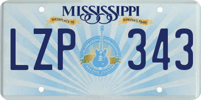 MS license plate LZP343