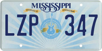 MS license plate LZP347